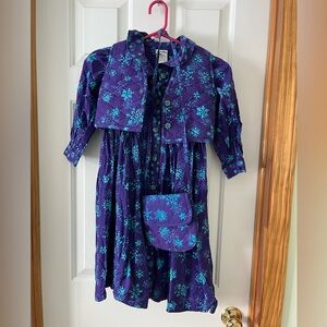 Kuda Vintage Girl’s Purple Dress, vest and purse size 6 (M)